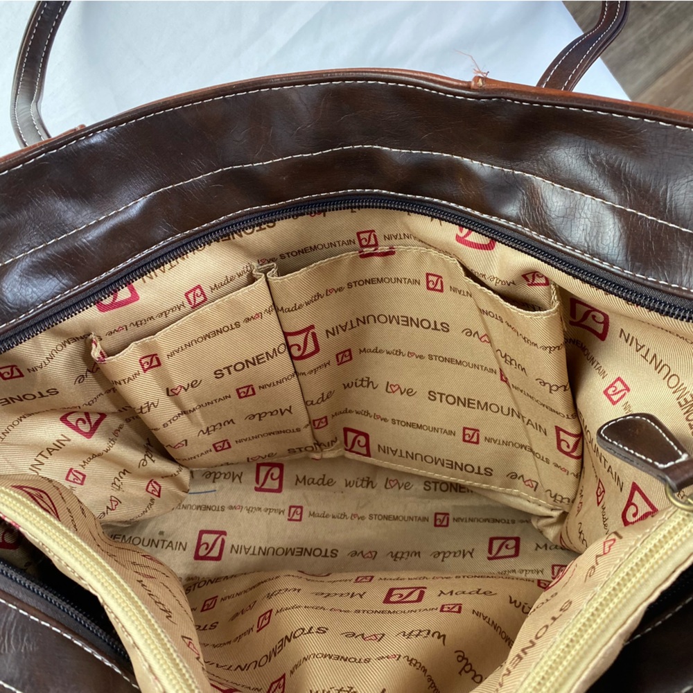 Stone Mountain 2 tone brown large tote bag - Picture 6 of 14